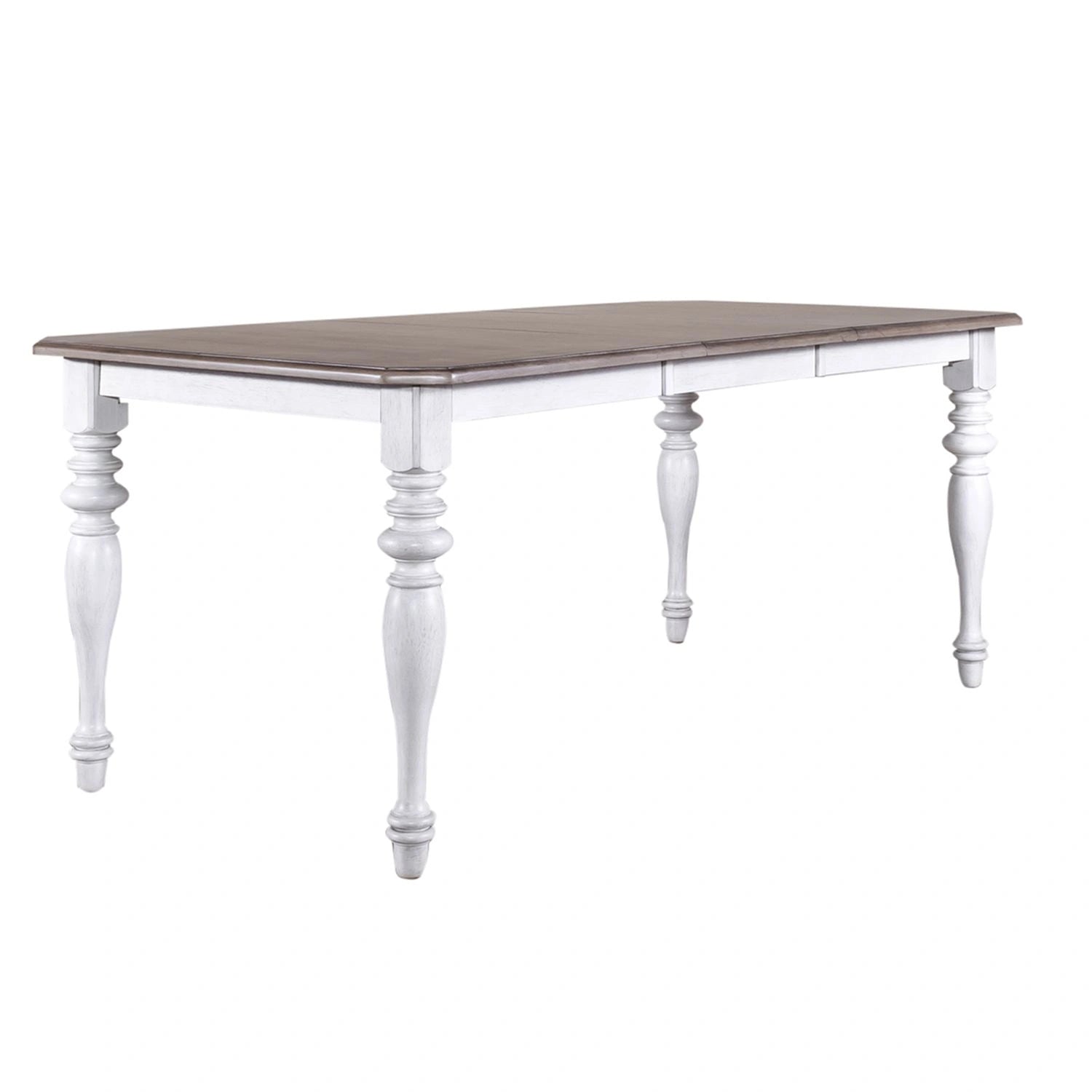 Ocean Isle Rectangular Leg Table in Antique White with Weathered Pine image