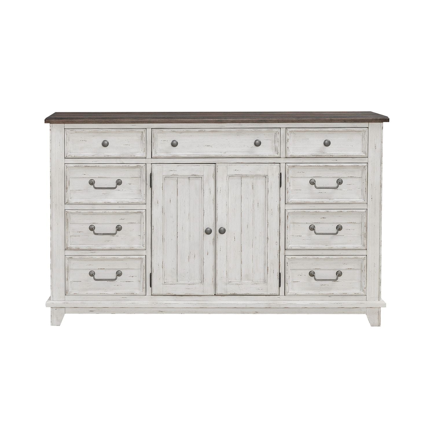 River Place 9 Drawer Dresser in Riverstone White and Tobacco image