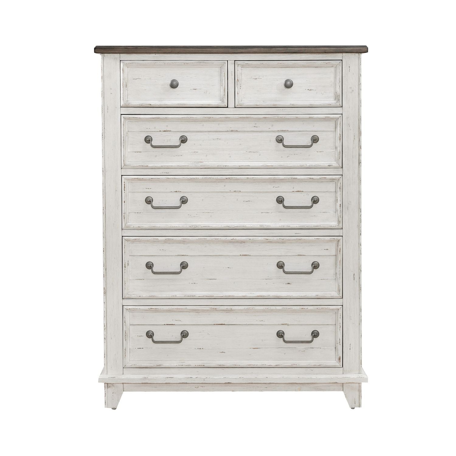 River Place 6 Drawer Chest in Riverstone White and Tobacco image