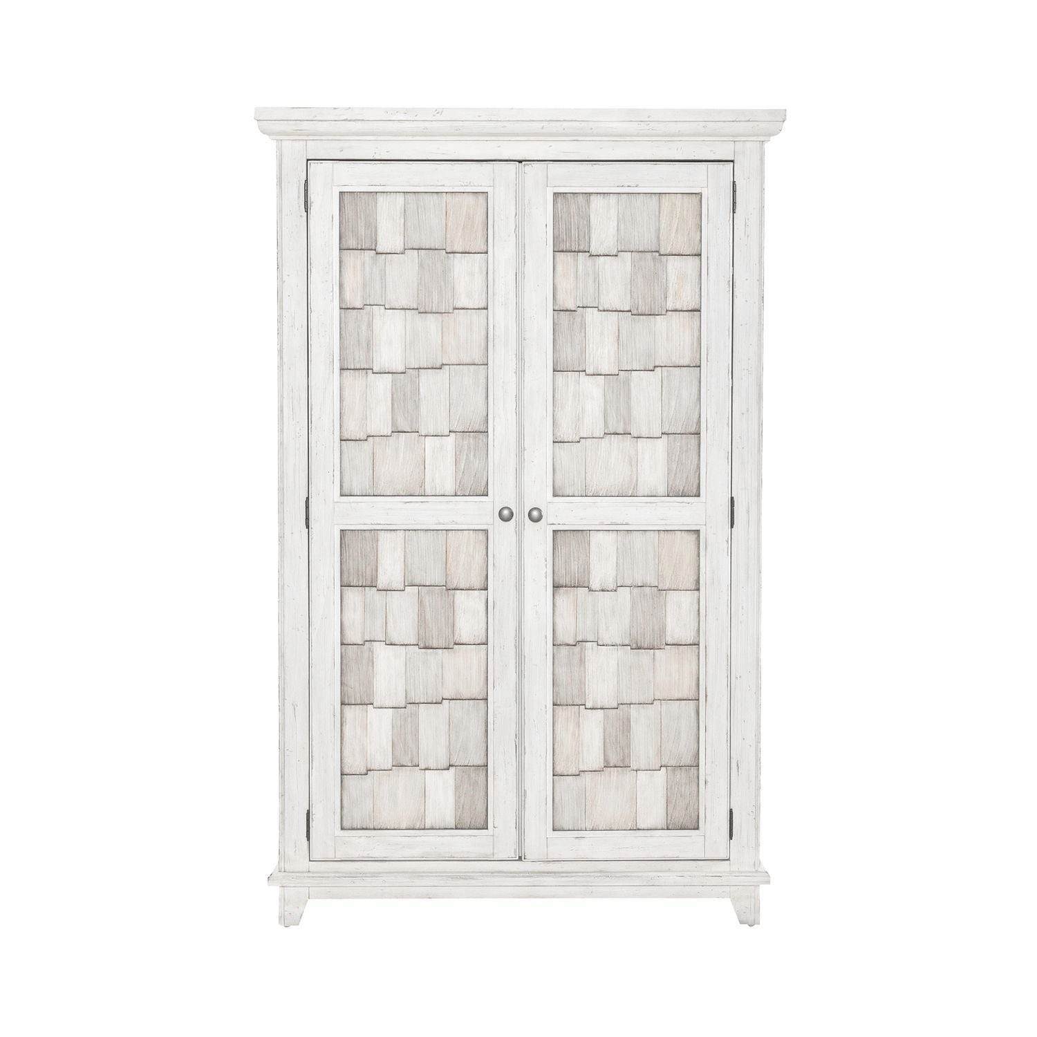 River Place Armoire in Riverstone White and Tobacco image
