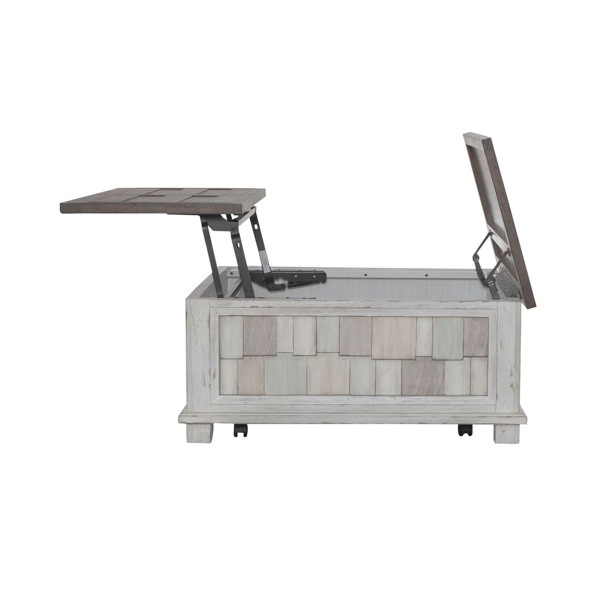 Liberty Furniture River Place Lift Top Storage Cocktail Table in Riverstone White & Tobacco - Luxury Home Furniture (MI)