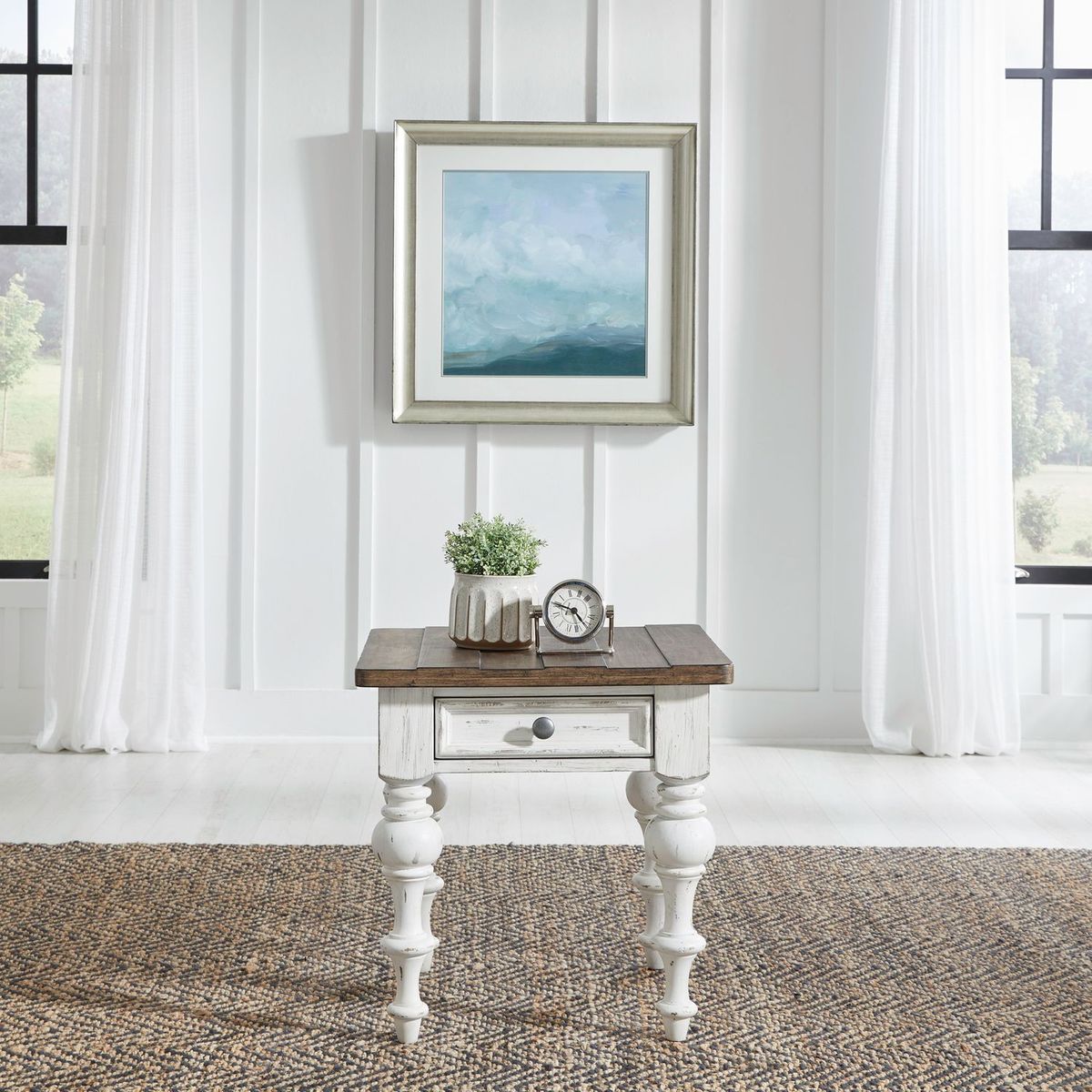 Liberty Furniture River Place End Table in Riverstone White & Tobacco - Luxury Home Furniture (MI)