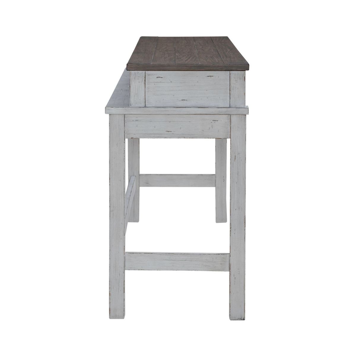 Liberty Furniture River Place Console Bar Table in Riverstone White & Tobacco