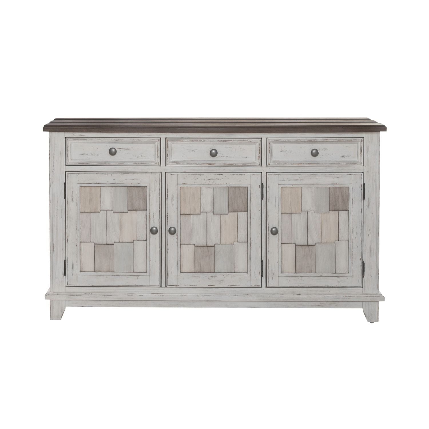 River Place Accent Server in Riverstone White & Tobacco