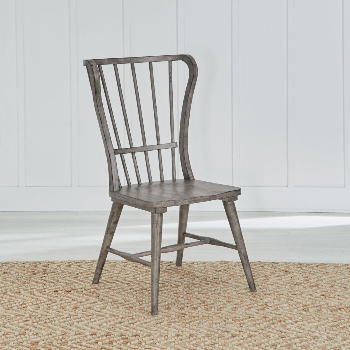 Liberty Furniture River Place Windsor Back Side Chair (Set of 2) in Riverstone Gray & Tobacco - Luxury Home Furniture (MI)