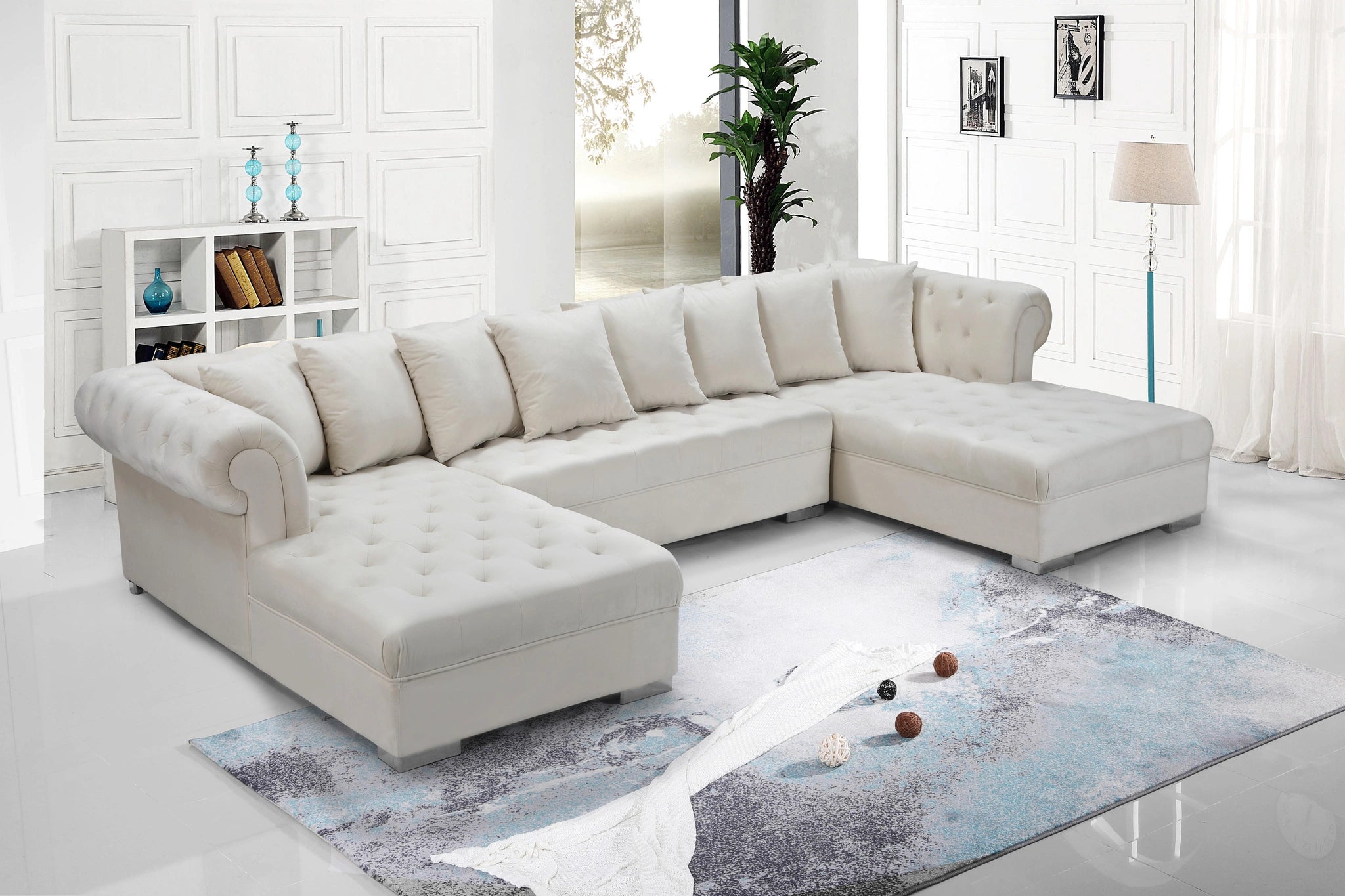 Presley Cream Velvet 3pc. Sectional