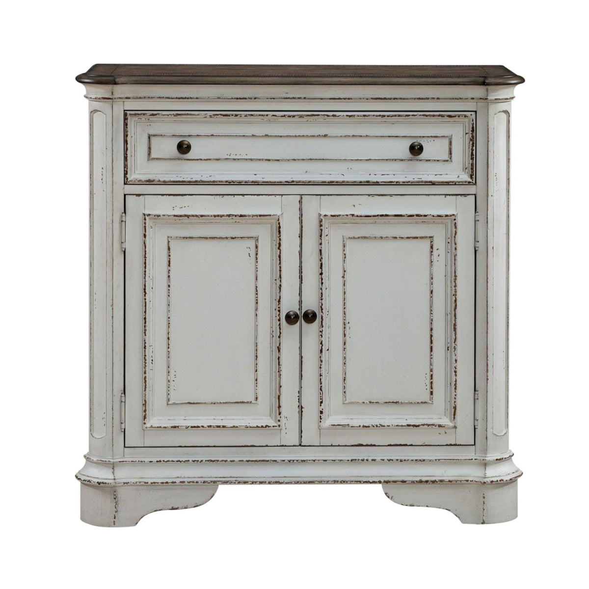 Liberty Furniture Magnolia Manor Accent Cabinet in Antique White & Weathered Bark EST SHIP TIME APPX 4 WEEKS - Luxury Home Furniture (MI)