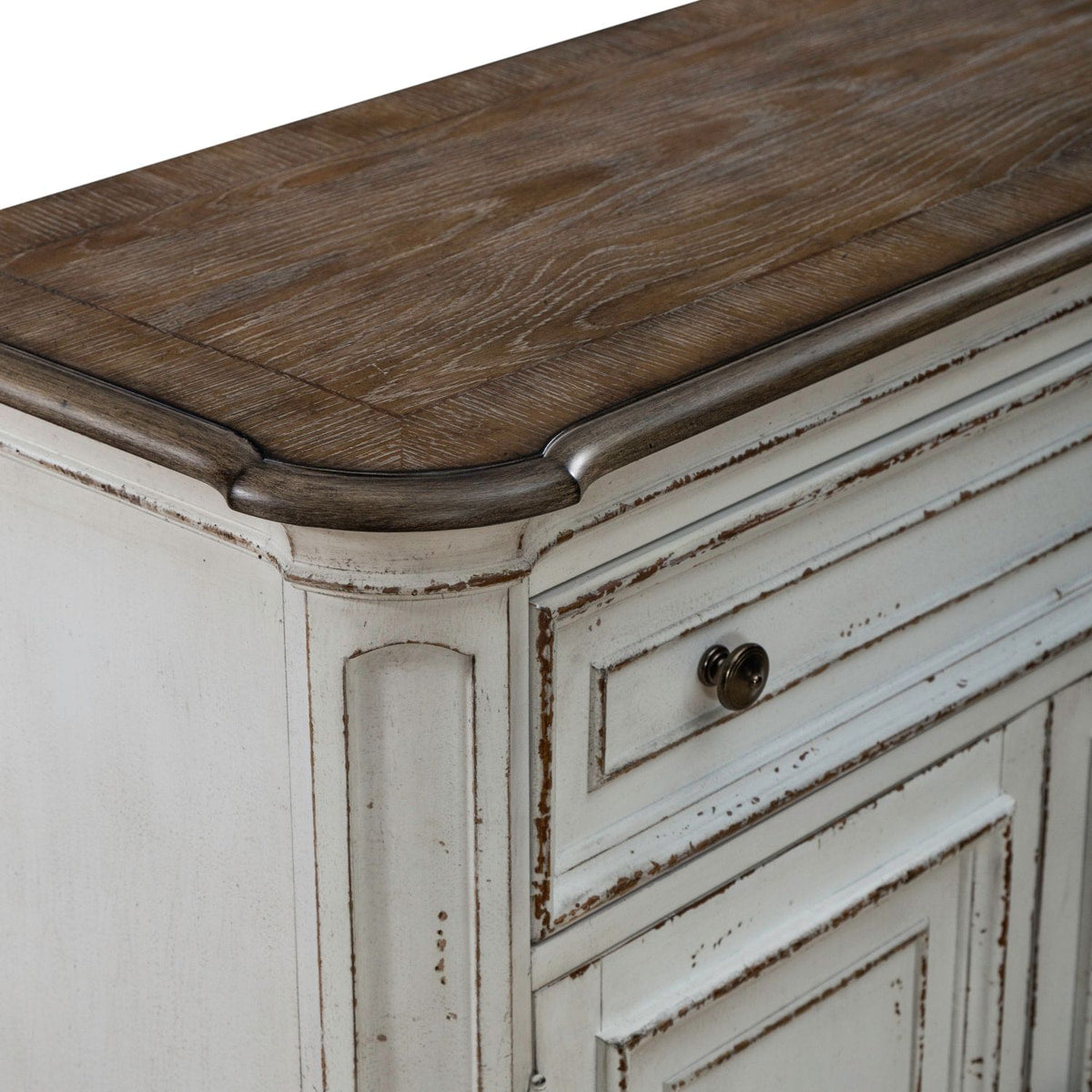 Liberty Furniture Magnolia Manor Accent Cabinet in Antique White & Weathered Bark EST SHIP TIME APPX 4 WEEKS - Luxury Home Furniture (MI)