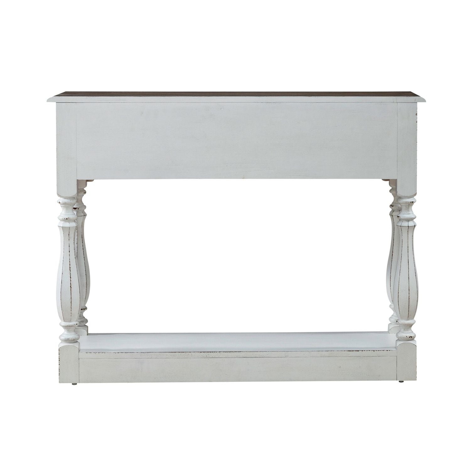 Magnolia Manor Hall Console in Antique White & Weathered Bark EST SHIP TIME APPX 4 WEEKS - Luxury Home Furniture (MI)