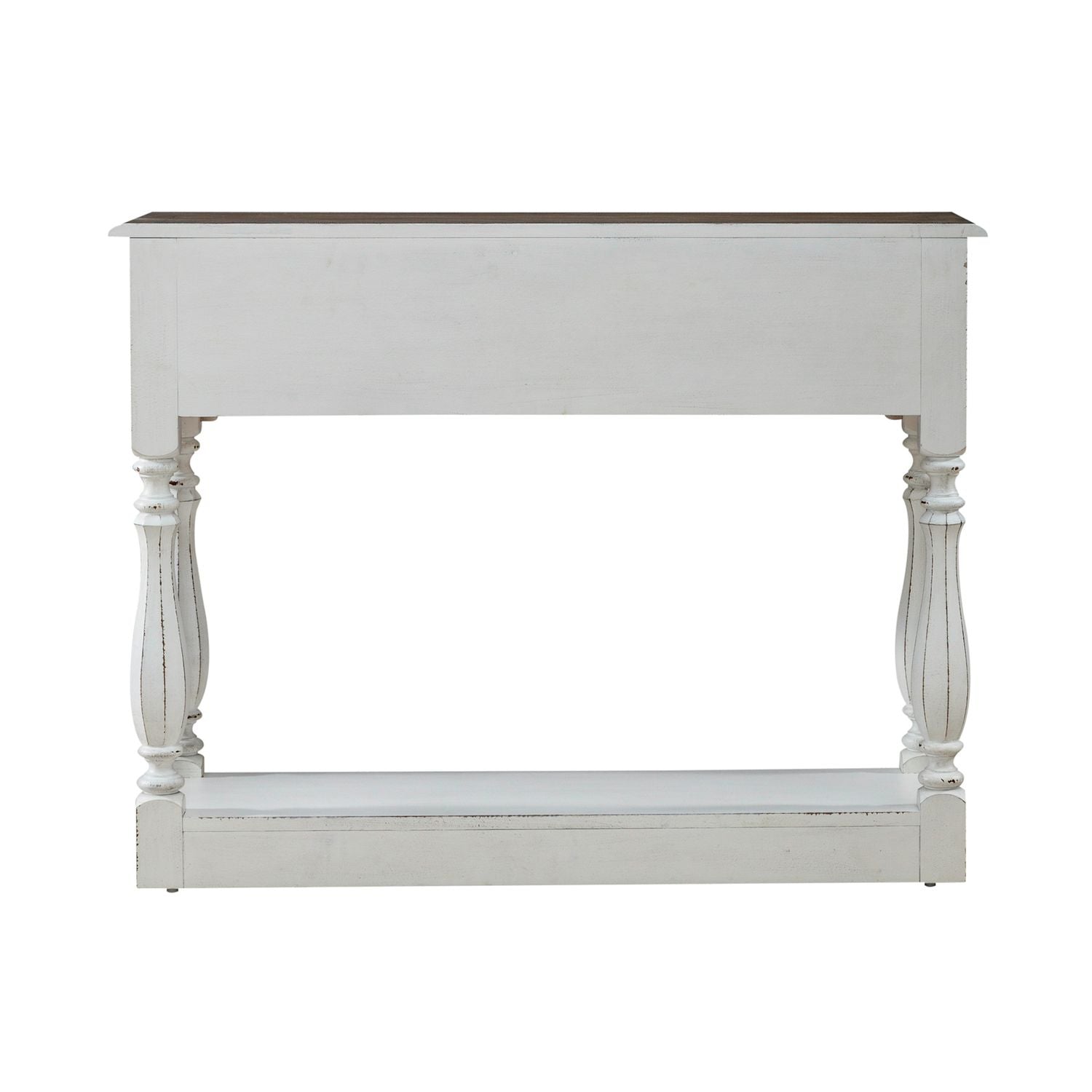 Magnolia Manor Hall Console in Antique White & Weathered Bark EST SHIP TIME APPX 4 WEEKS image