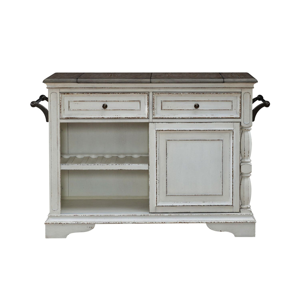 Liberty Furniture Magnolia Manor Bar Cart in Antique White & Weathered Bark EST SHIP TIME APPX 4 WEEKS - Luxury Home Furniture (MI)