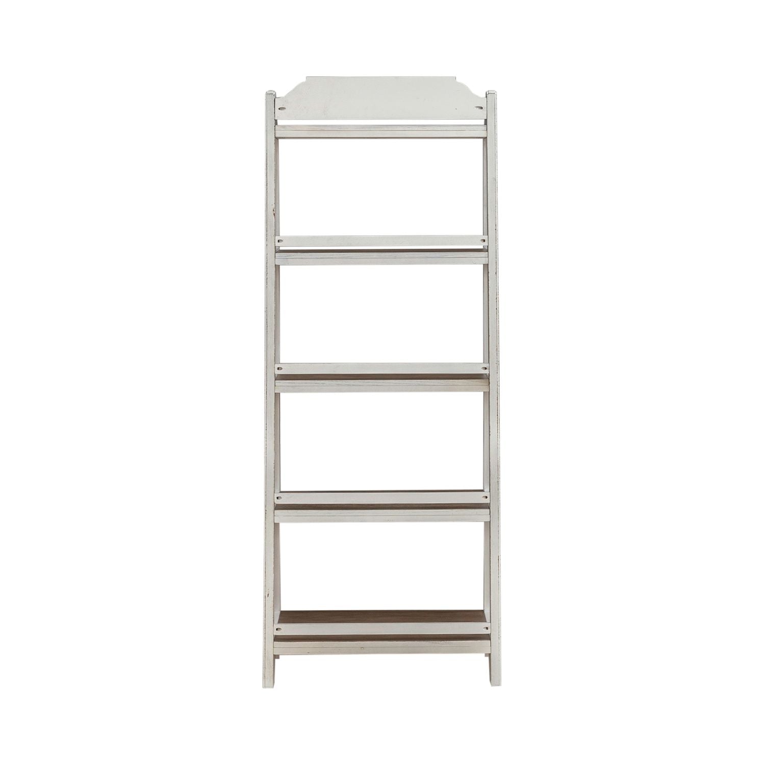Magnolia Manor Leaning Pier Bookcase in Antique White & Weathered Bark - Luxury Home Furniture (MI)
