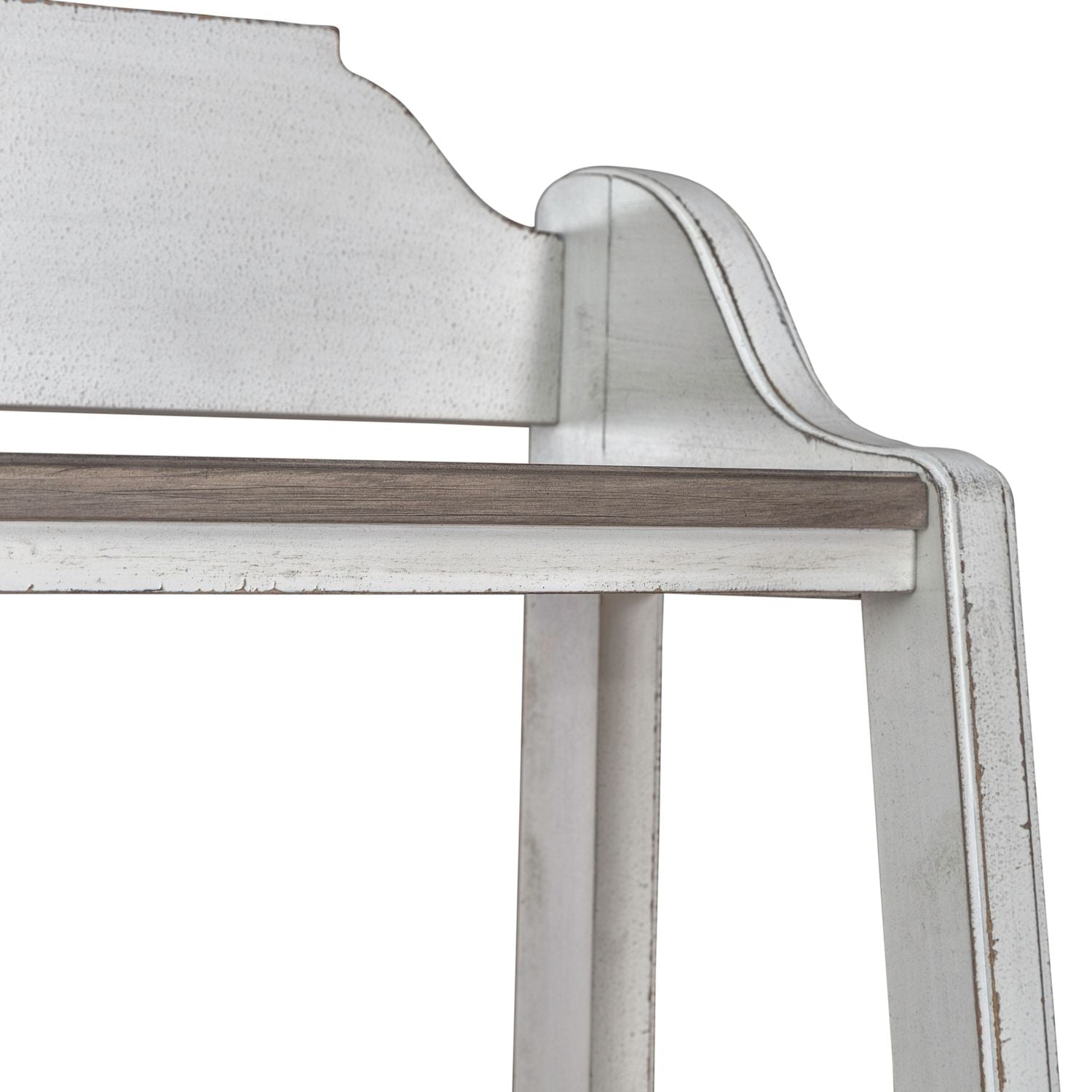 Magnolia Manor Leaning Pier Bookcase in Antique White & Weathered Bark - Luxury Home Furniture (MI)
