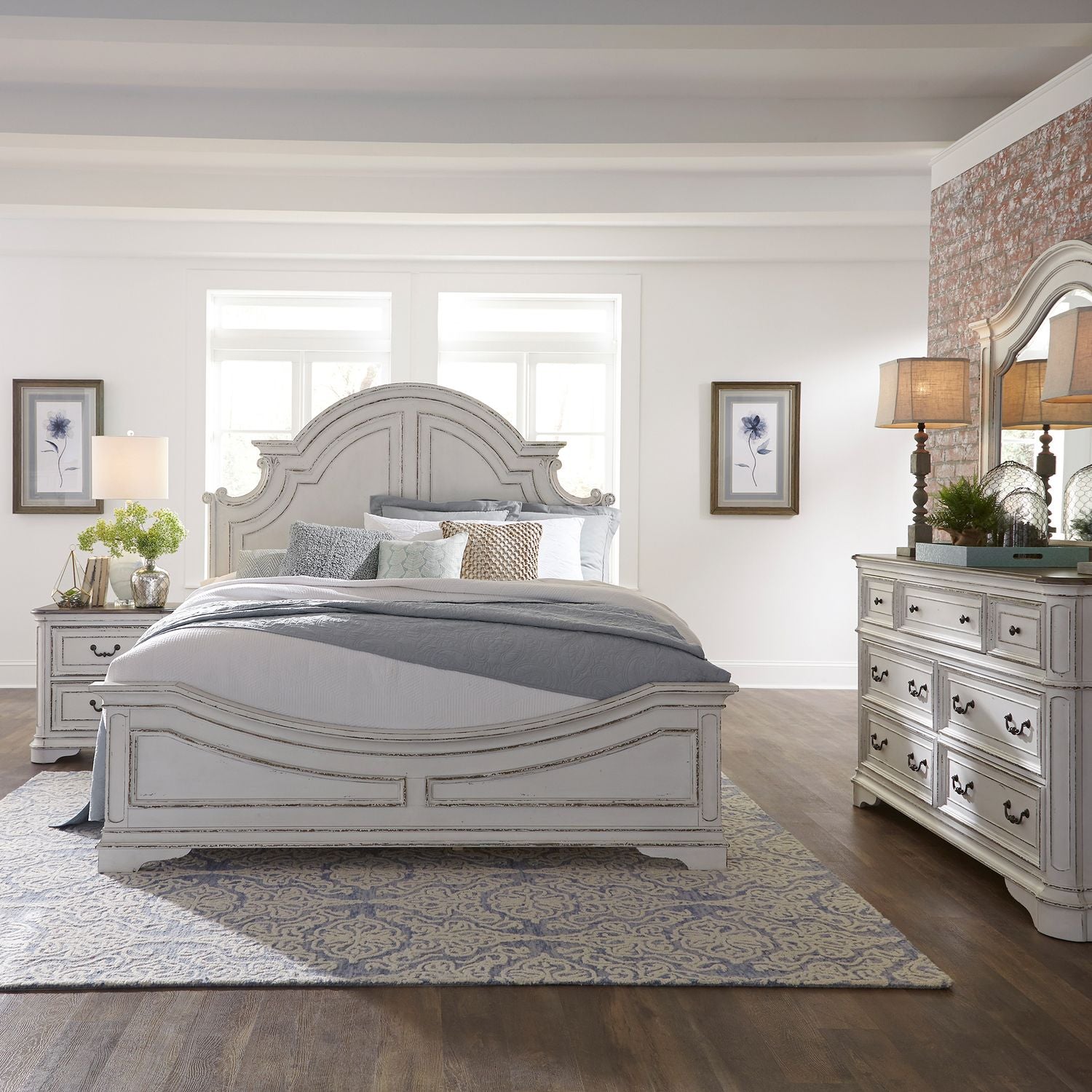 Magnolia Manor Queen Panel Bed, Dresser & Mirror, Night Stand image