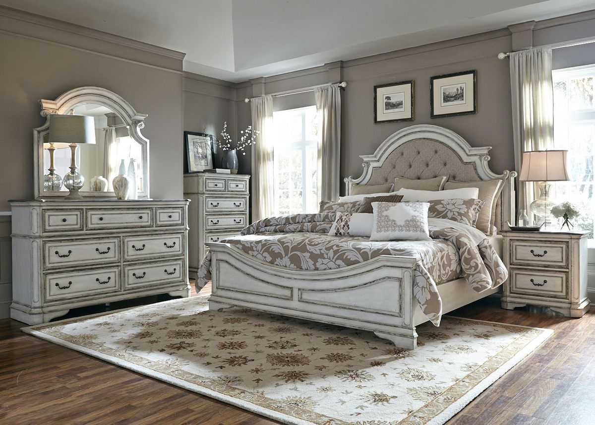 Liberty Magnolia Manor Queen Upholstered Headboard in Antique White - Luxury Home Furniture (MI)