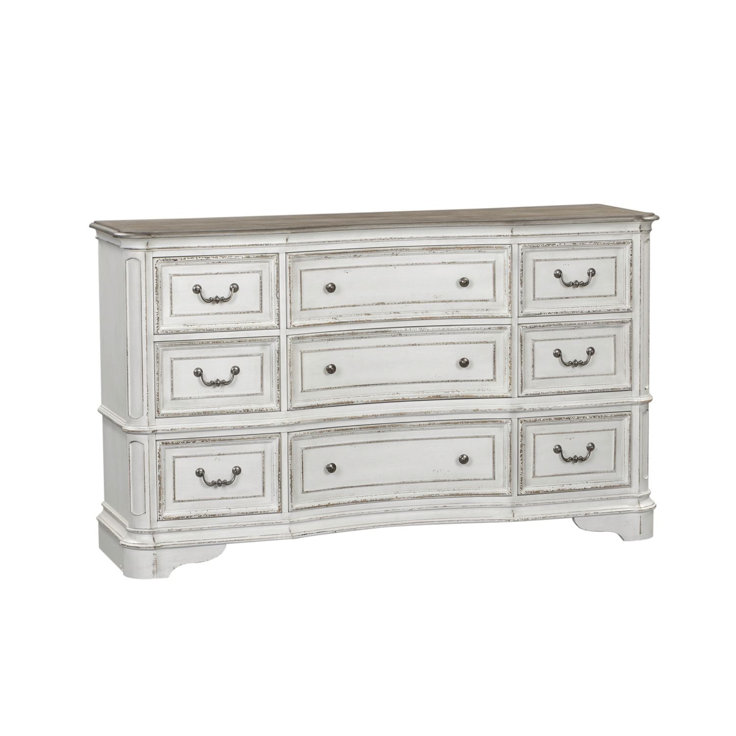 Magnolia Manor Leg 9 Drawer Dresser in Antique White image