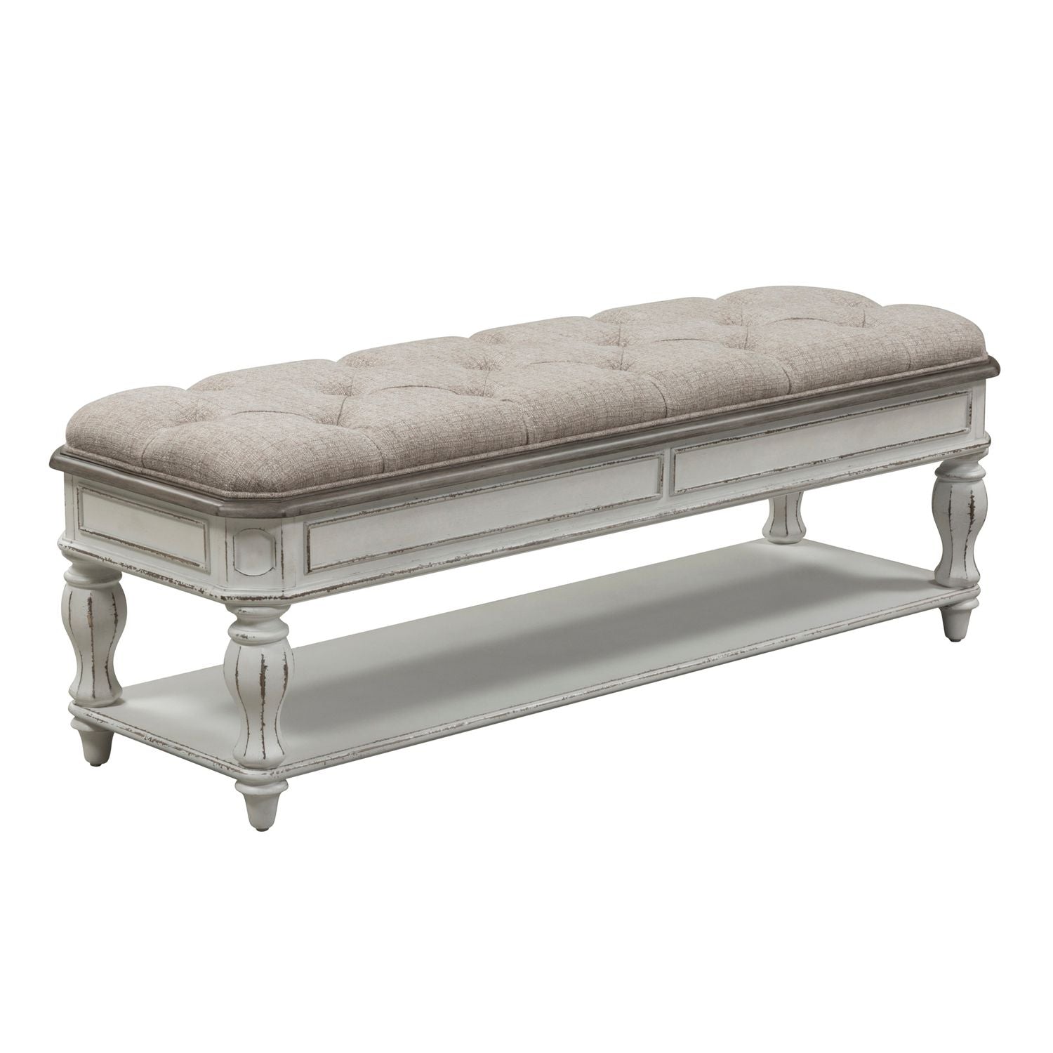 Magnolia Manor Bed Bench in Antique White - Luxury Home Furniture (MI)