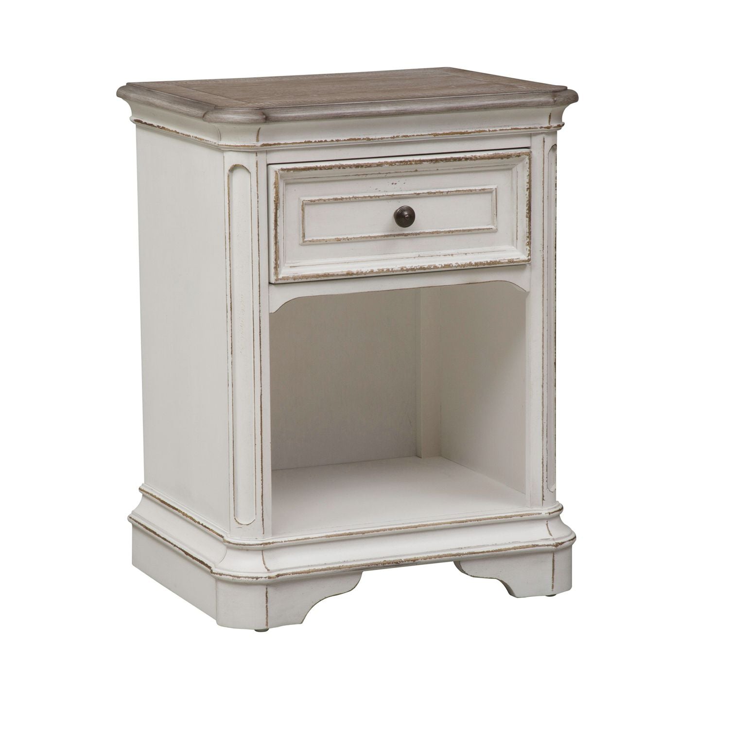 Magnolia Manor 1 Drawer Night Stand in Antique White - Luxury Home Furniture (MI)