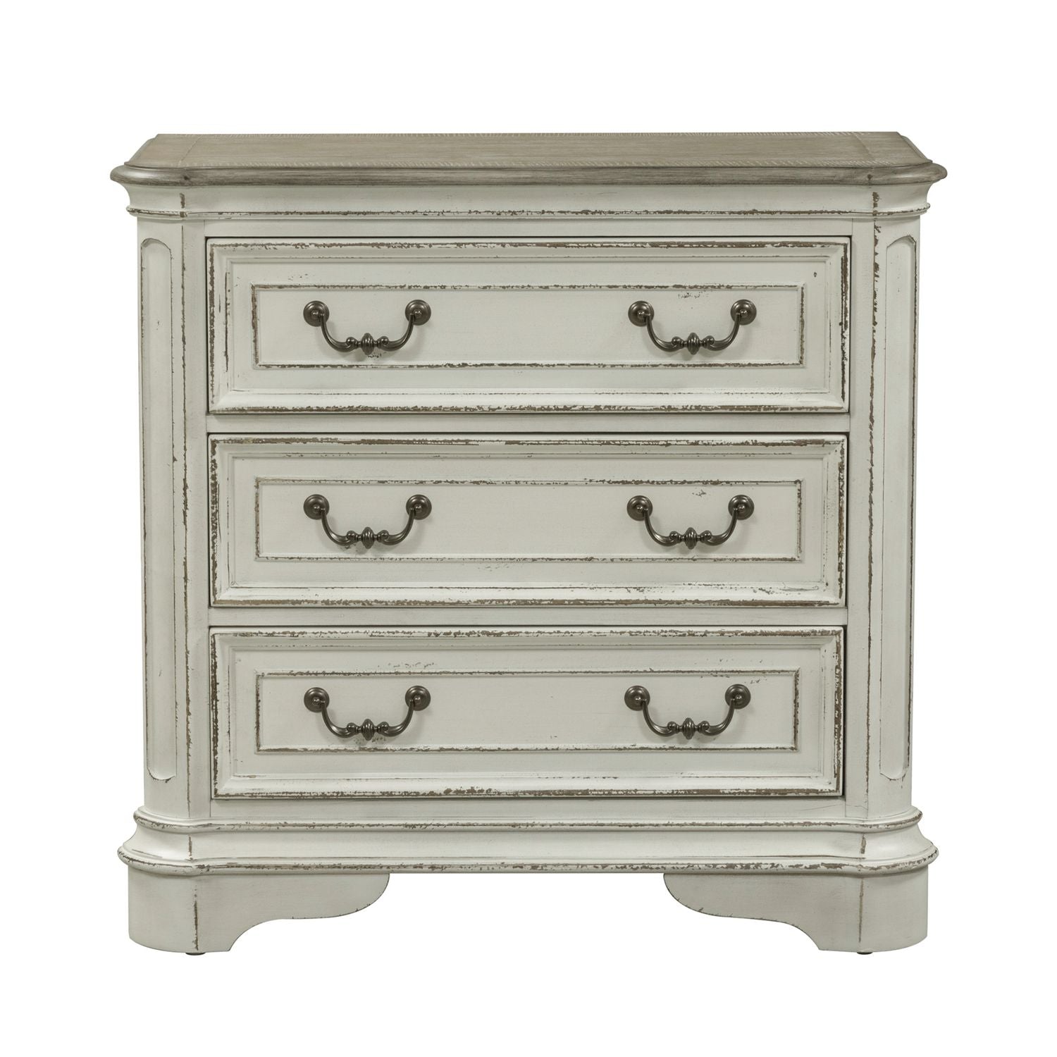 Magnolia Manor 3 Drawer Bedside Chest in Antique White image