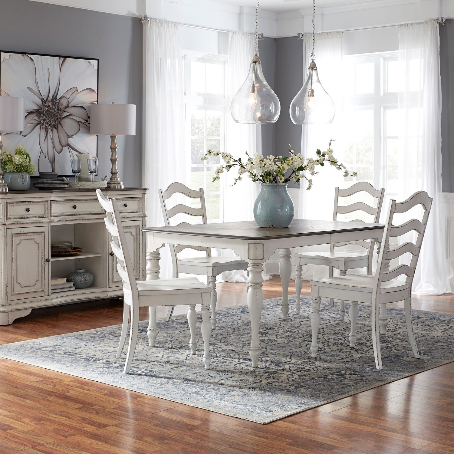 Magnolia Manor 5 Piece Leg Table Set image