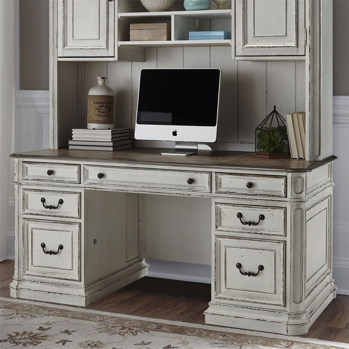 Liberty Magnolia Manor Credenza in Antique White - Luxury Home Furniture (MI)