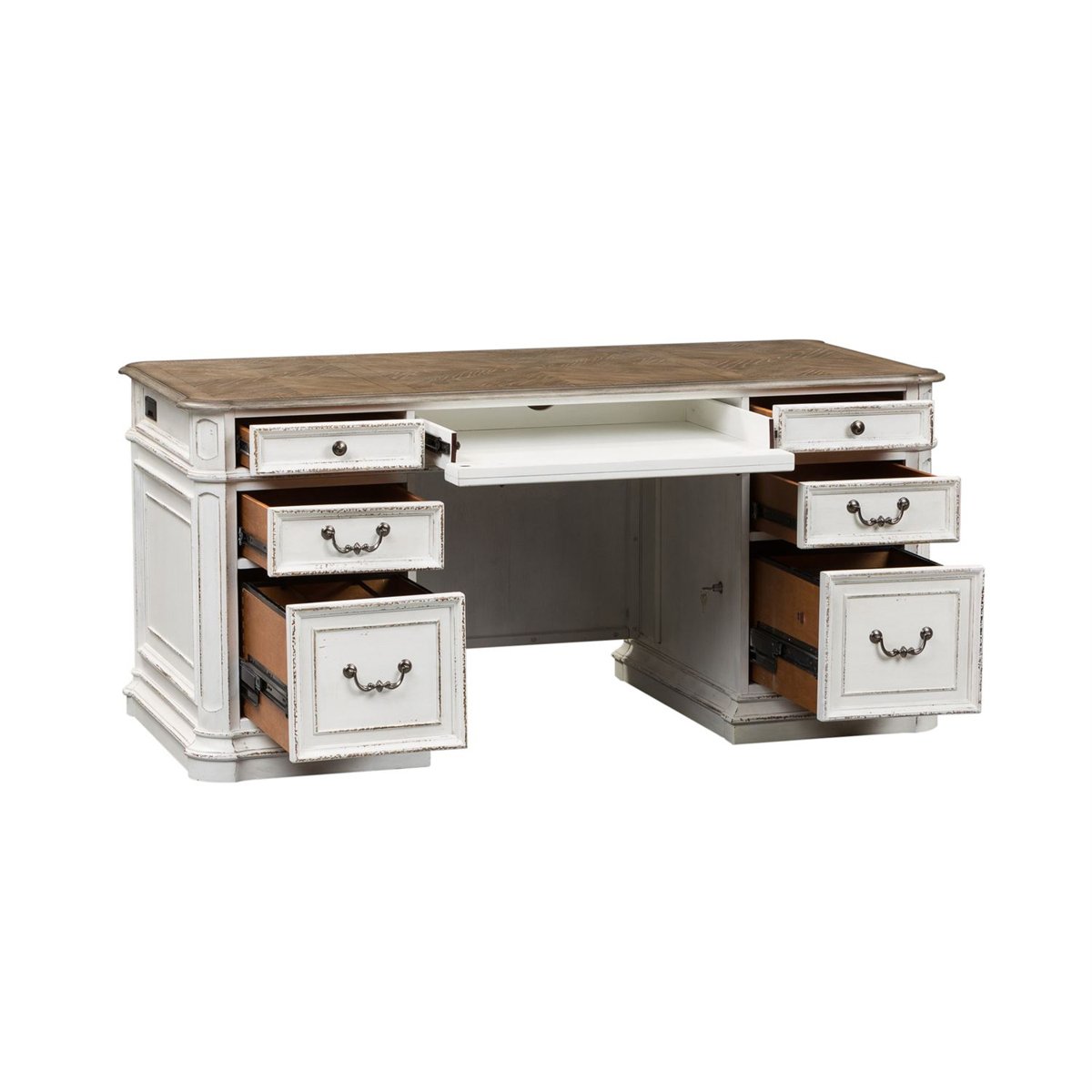 Liberty Magnolia Manor Jr Executive Desk in Antique White 244-HOJ-DSK