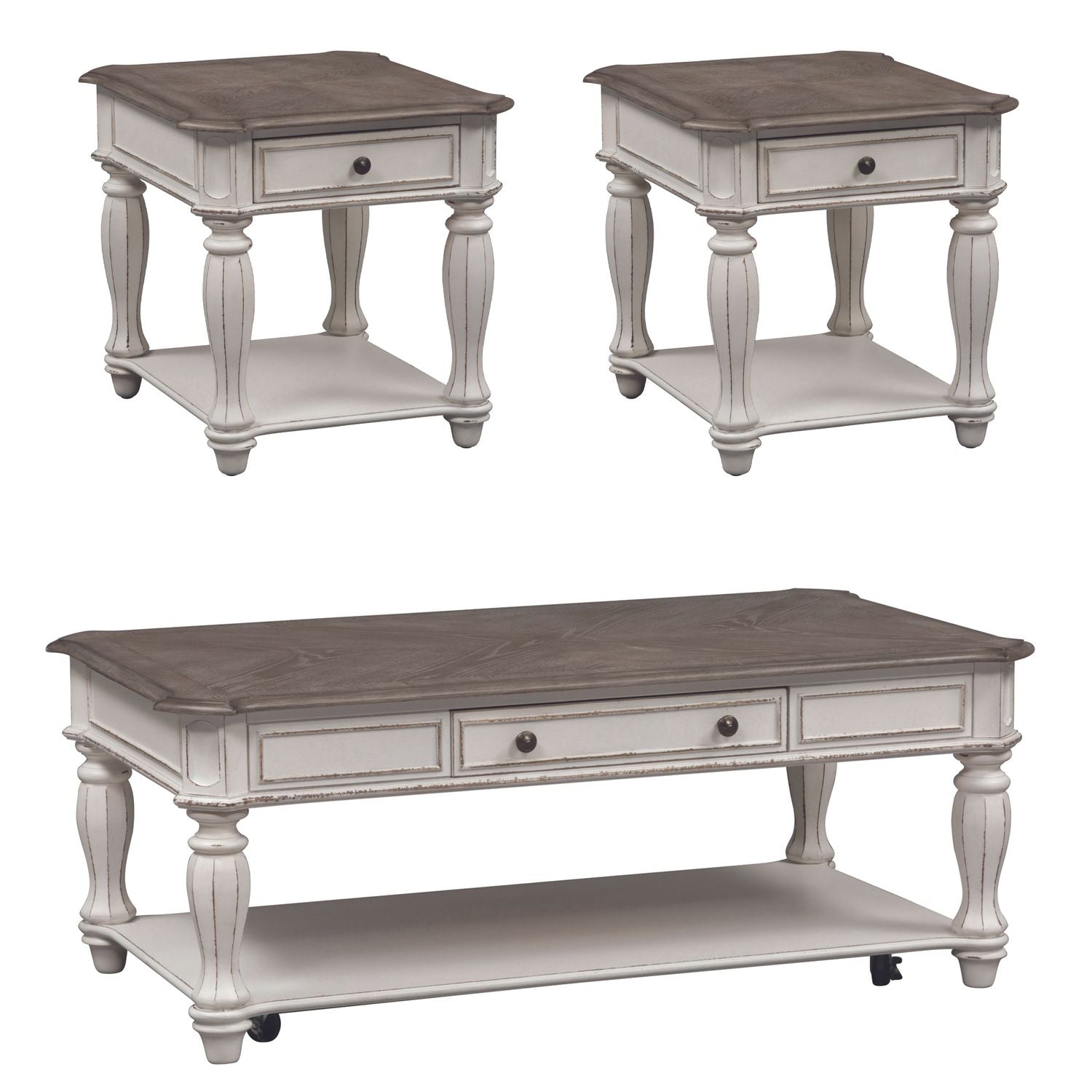 Magnolia Manor 3 Piece Set (1-Cocktail 2-End Tables) - Luxury Home Furniture (MI)