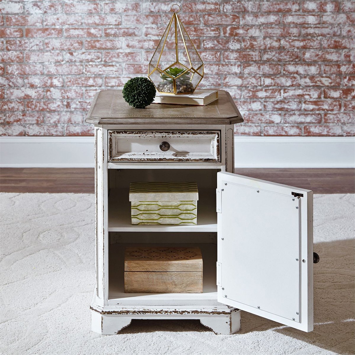 Liberty Magnolia Manor Chair Side Table in Antique White