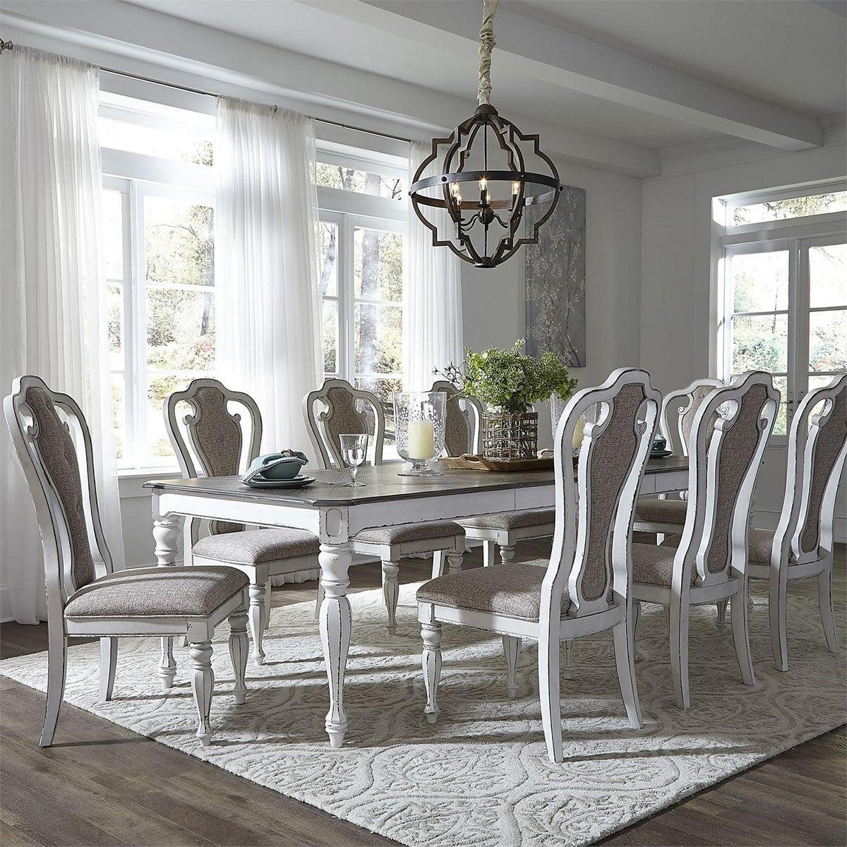 Liberty Furniture Magnolia Manor Rectangular Leg Table in Antique White