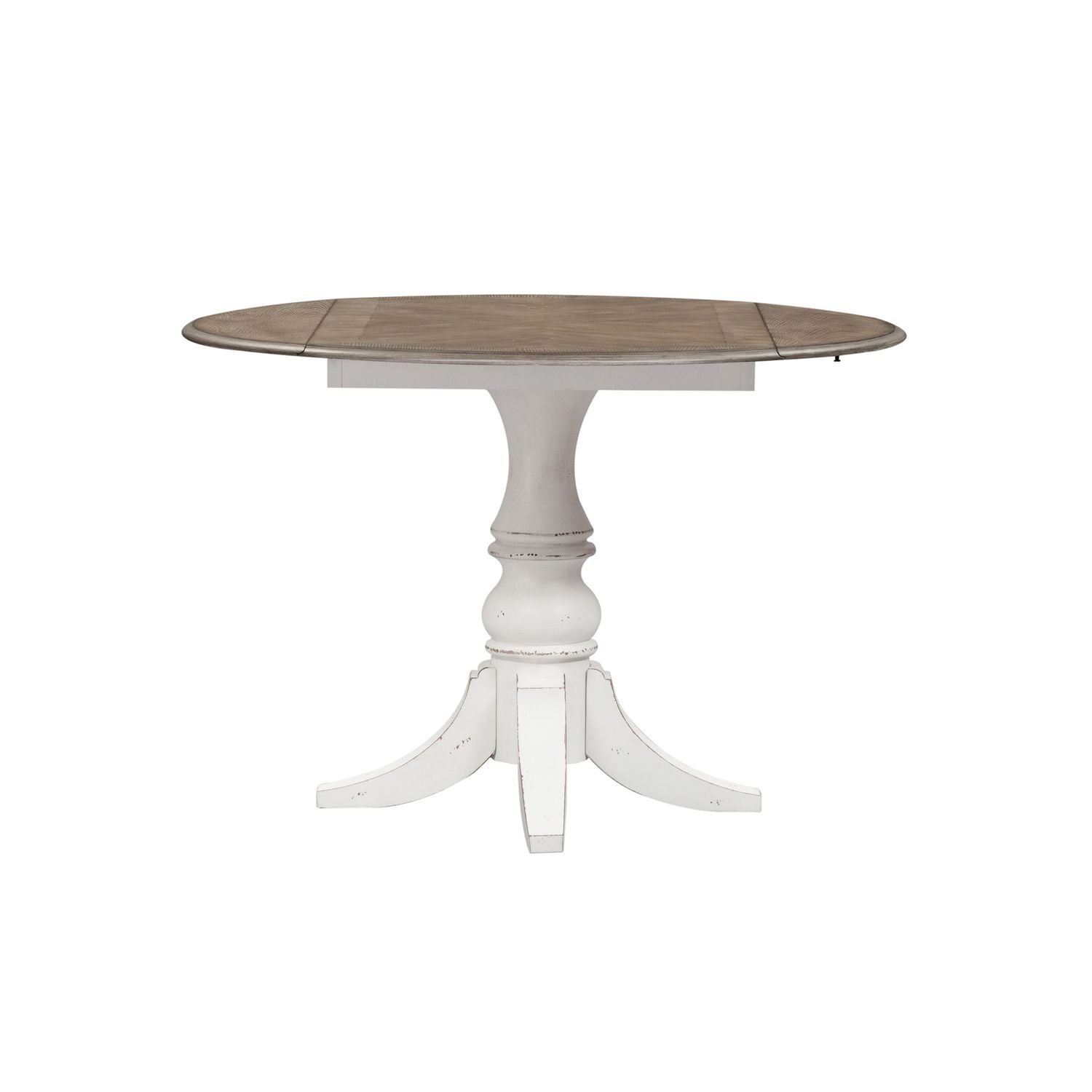 Magnolia Manor Drop Leaf Table in Antique White Base w/ Weathered Bark Tops - Luxury Home Furniture (MI)