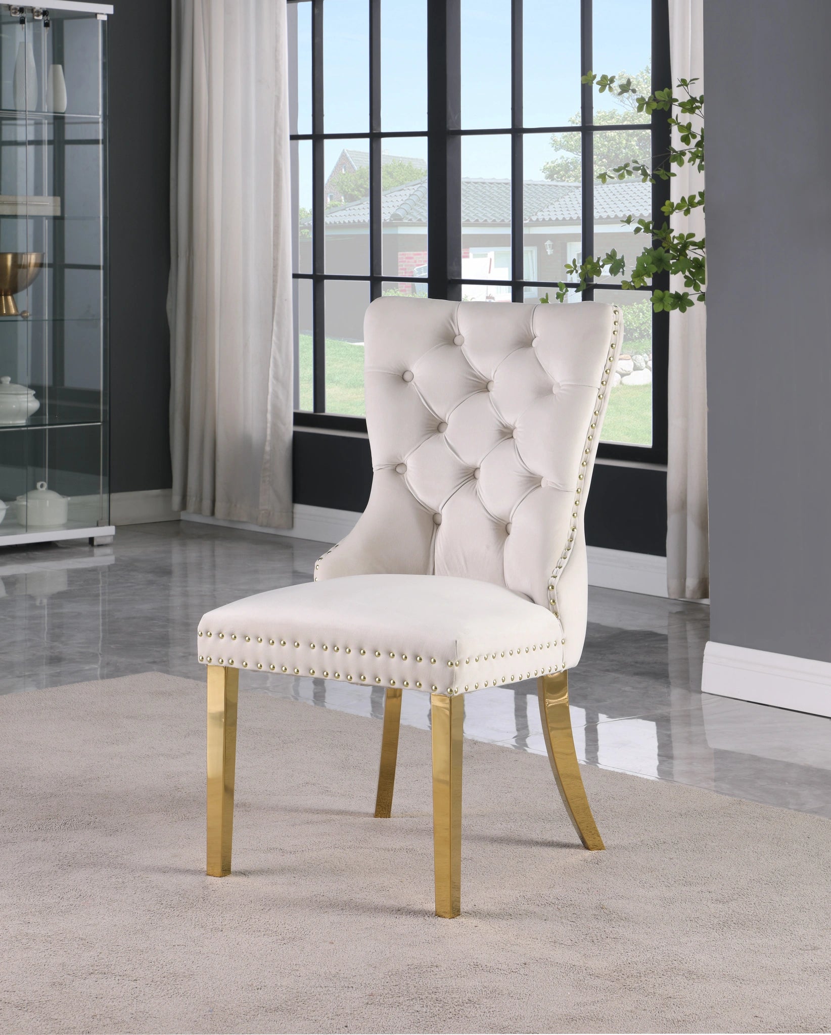 Carmen Cream Velvet Dining Chairs (2)