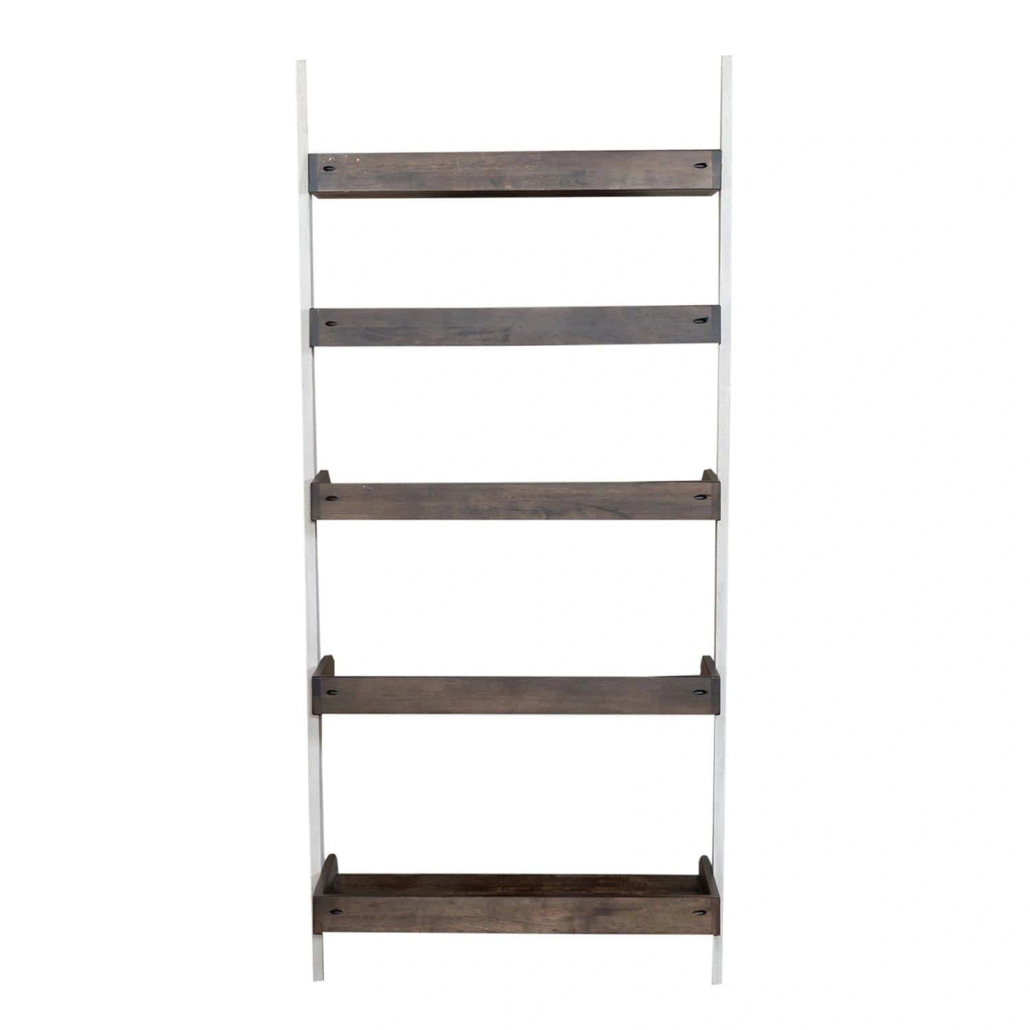 Farmhouse Leaning Bookcase in White/Oak image