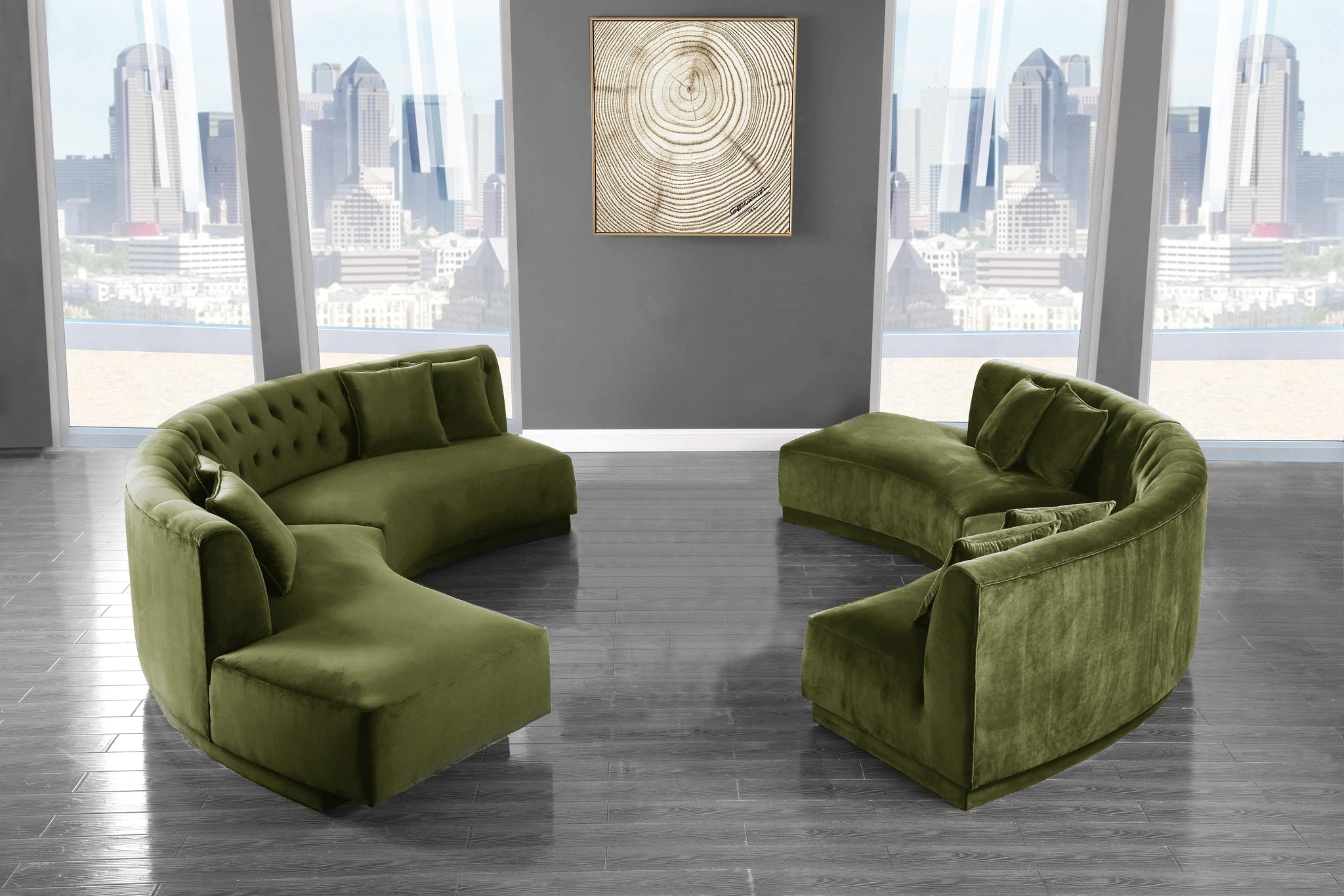 Kenzi Olive Velvet 2pc. Sectional