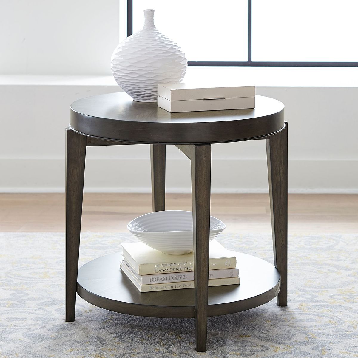 Liberty Furniture Penton Round End Table in Espresso Stone268-OT1020 - Luxury Home Furniture (MI)