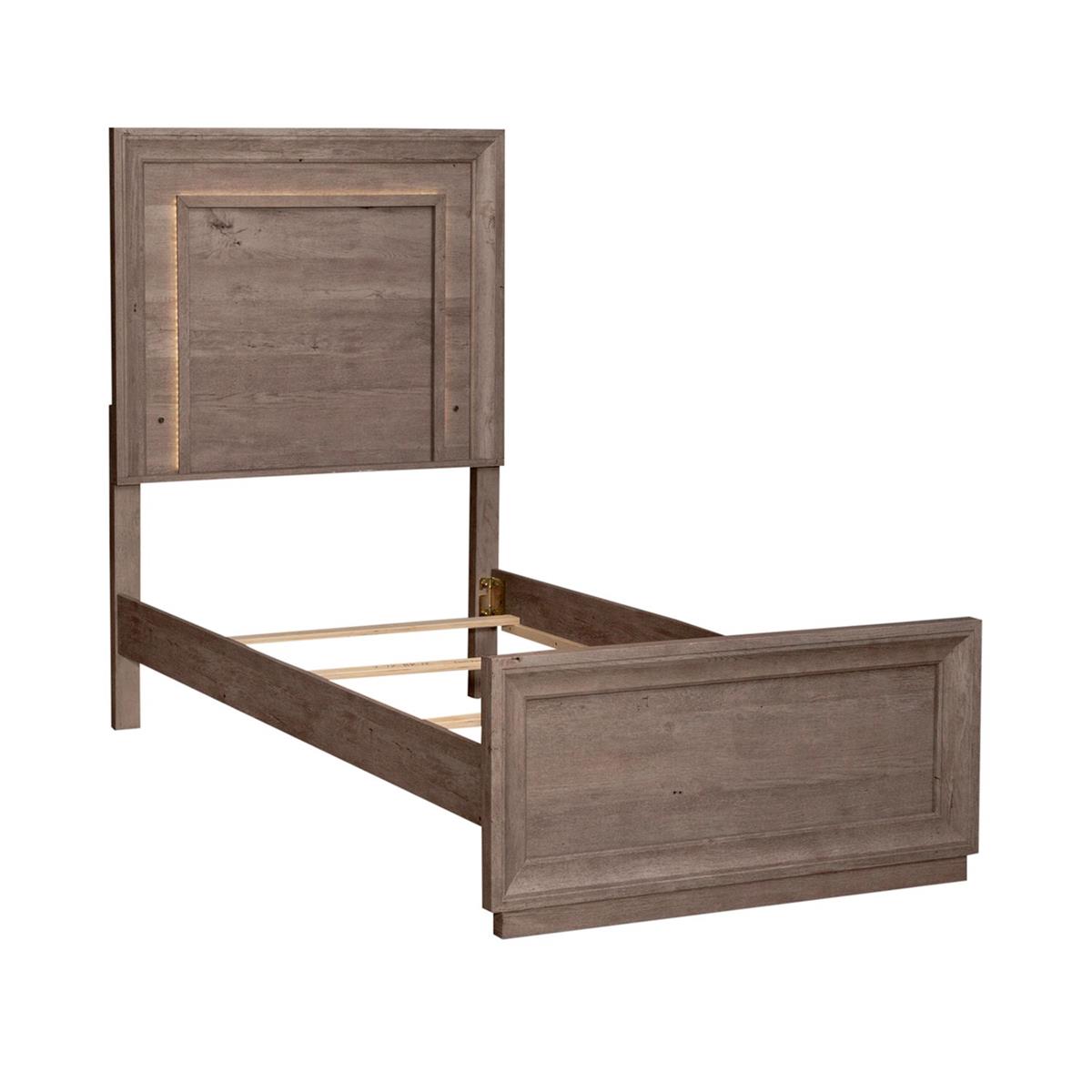 Liberty Furniture Horizons Twin Panel Bed with HB Lights in Graystone