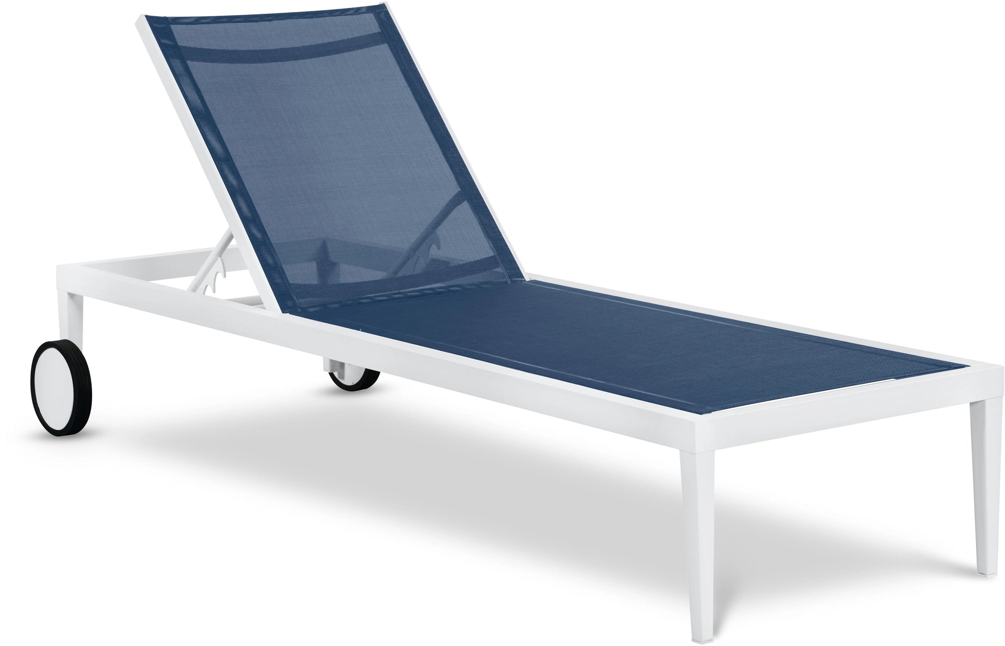 Nizuc Navy Mesh Waterproof Fabric Outdoor Patio Aluminum Mesh Chaise Lounge Chair