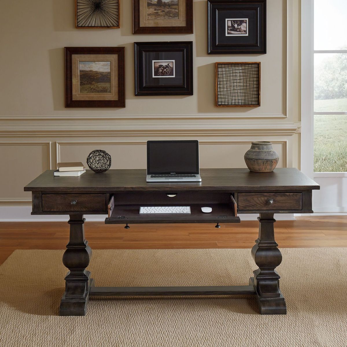 Liberty Furniture Paradise Valley 2 Piece Desk Set in Saddle Brown