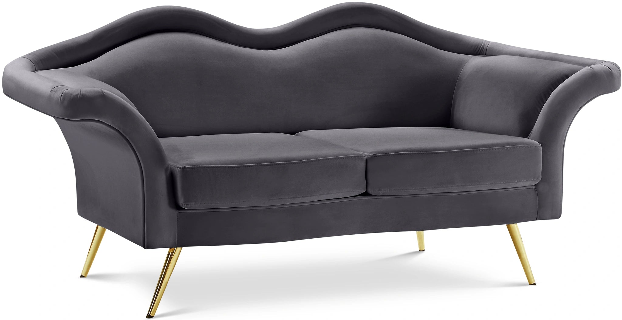 Lips Grey Velvet Loveseat