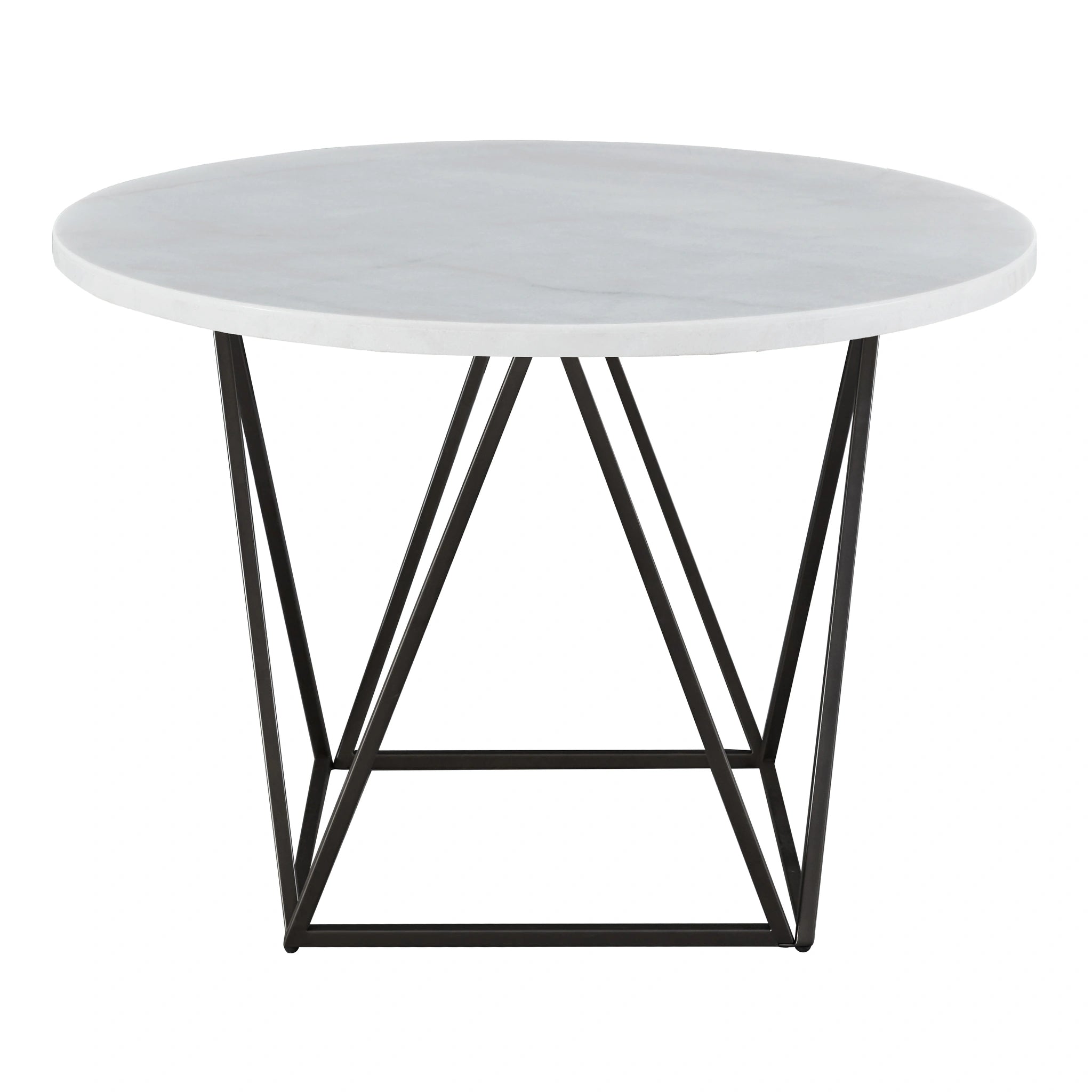 Steve Silver Ramona White Marble Top Round Dining Table in Deep Bronze