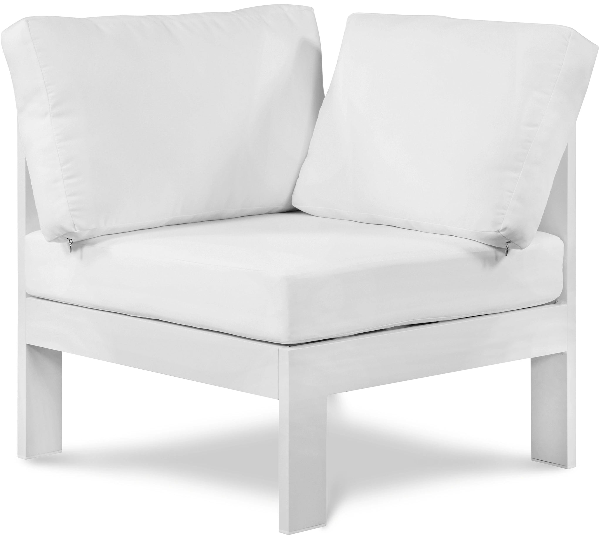 Nizuc White Waterproof Fabric Outdoor Patio Aluminum Corner Chair