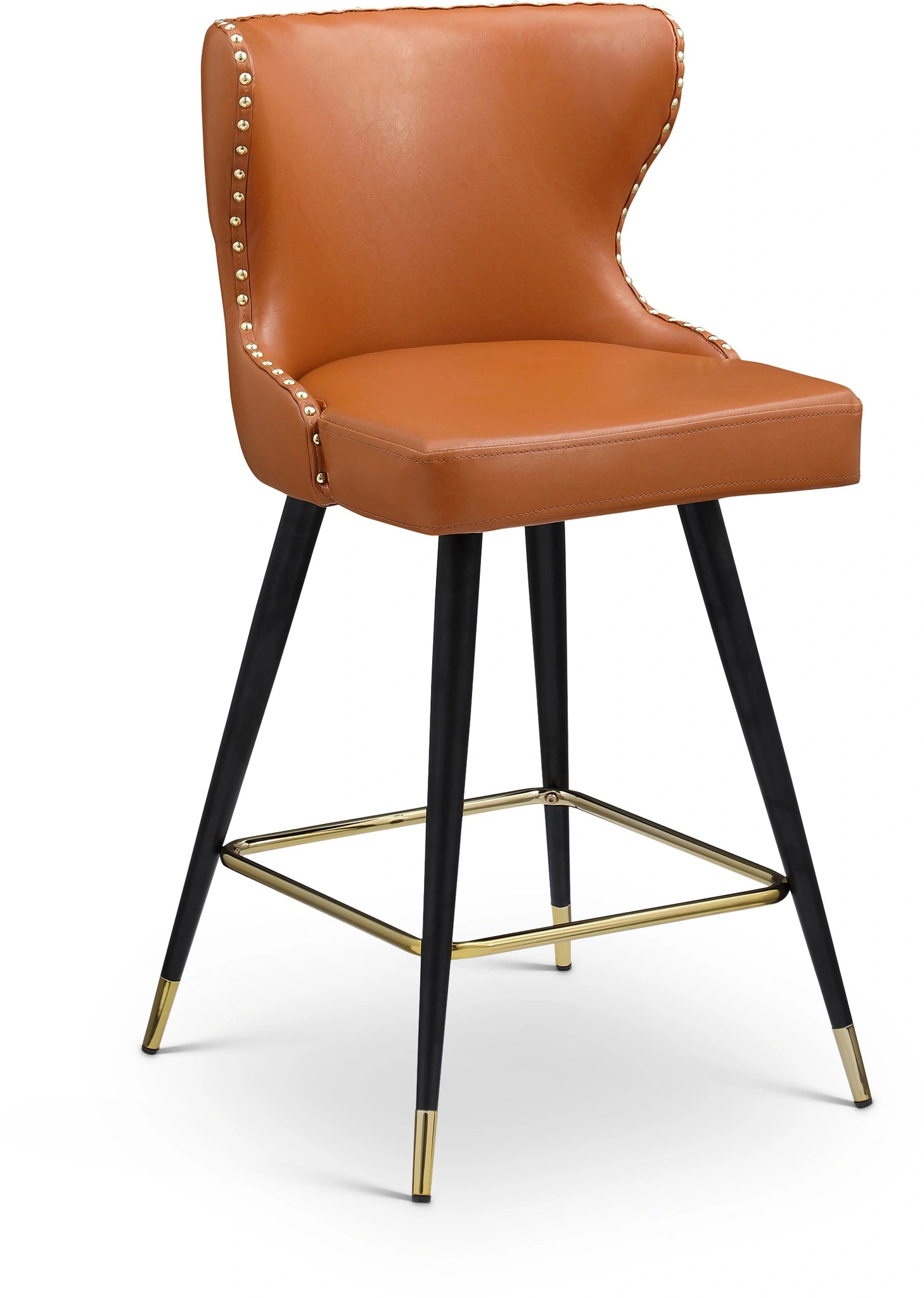 Hendrix Cognac Faux Leather Counter/Bar Stool