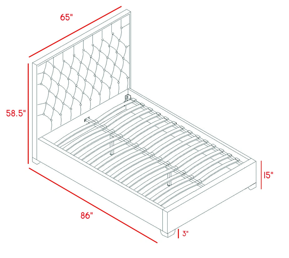 Lexi Black Velvet Queen Bed