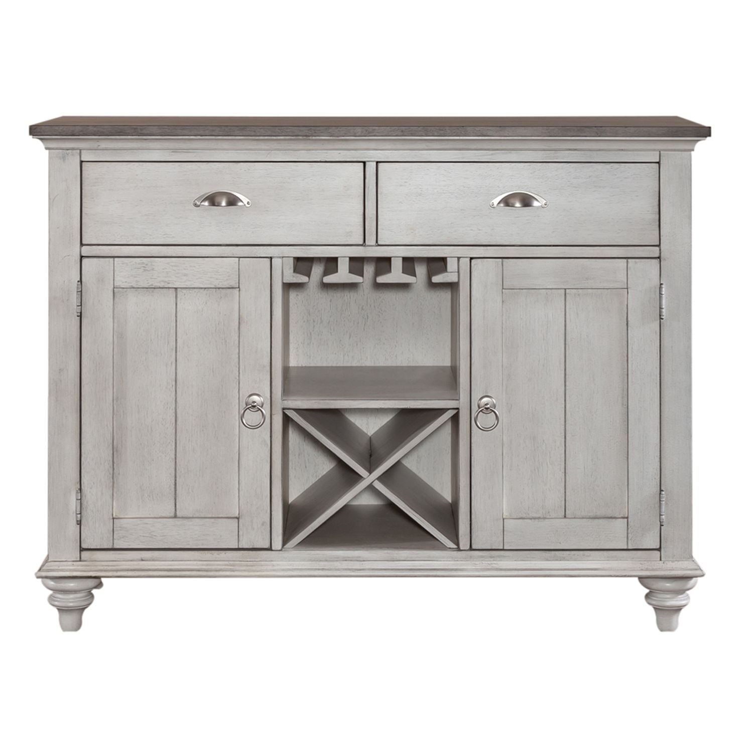Ocean Isle Buffet in Antique White with Weathered Pine - Luxury Home Furniture (MI)