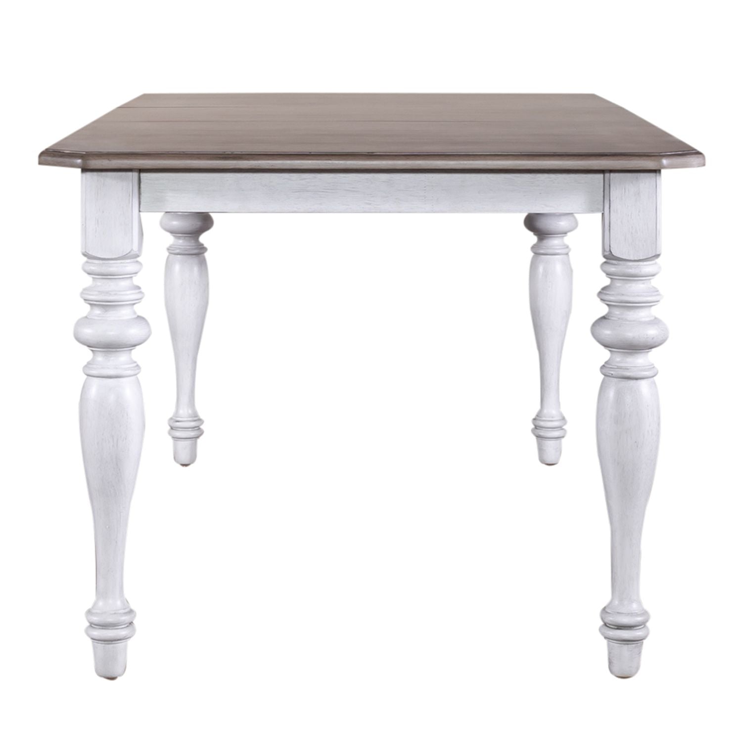 Ocean Isle Rectangular Leg Table in Antique White with Weathered Pine - Luxury Home Furniture (MI)