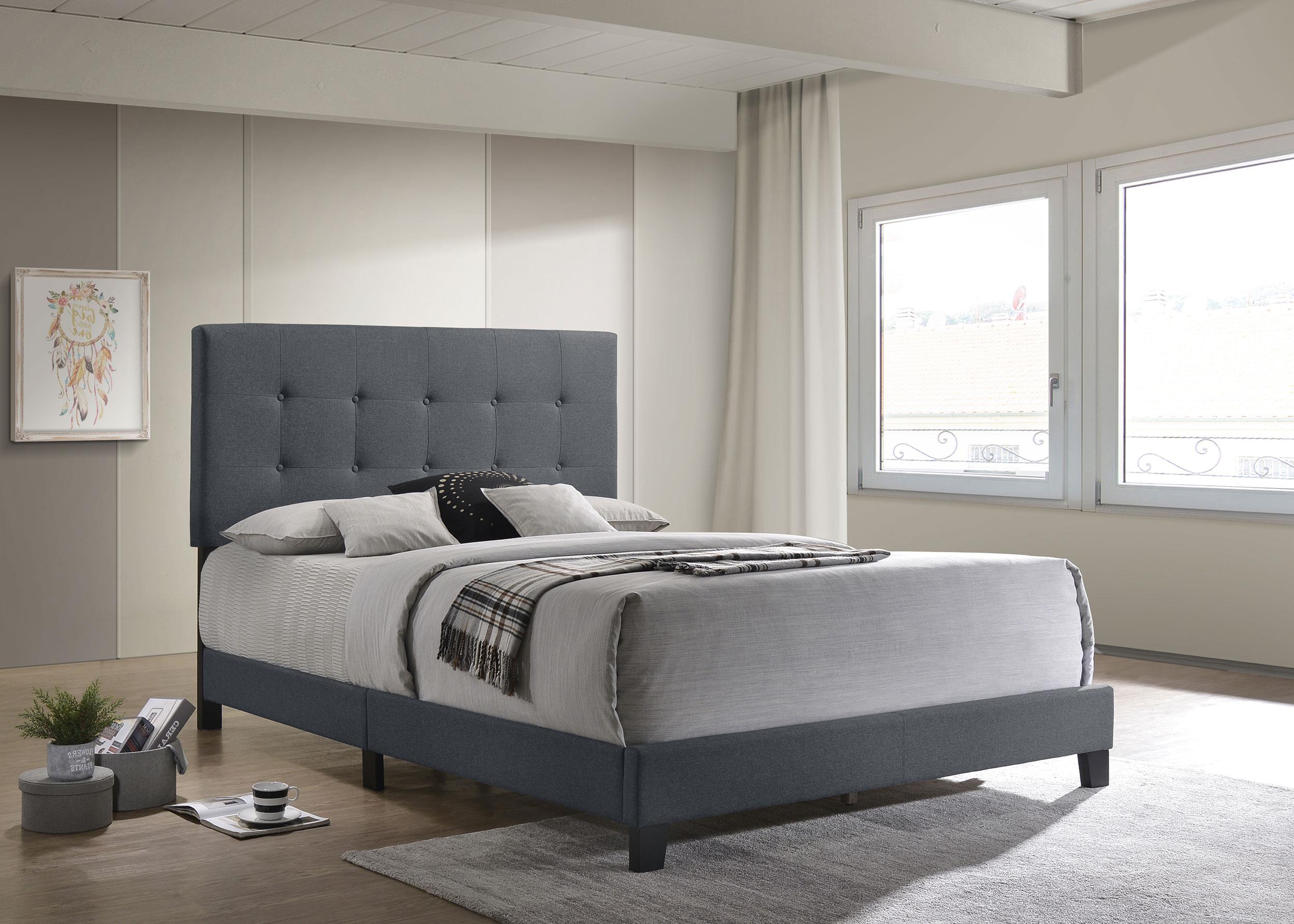Mapes Tufted Upholstered Eastern King, Queen, Twin & Full Bed Charcoal & Grey - Luxury Home Furniture (MI)