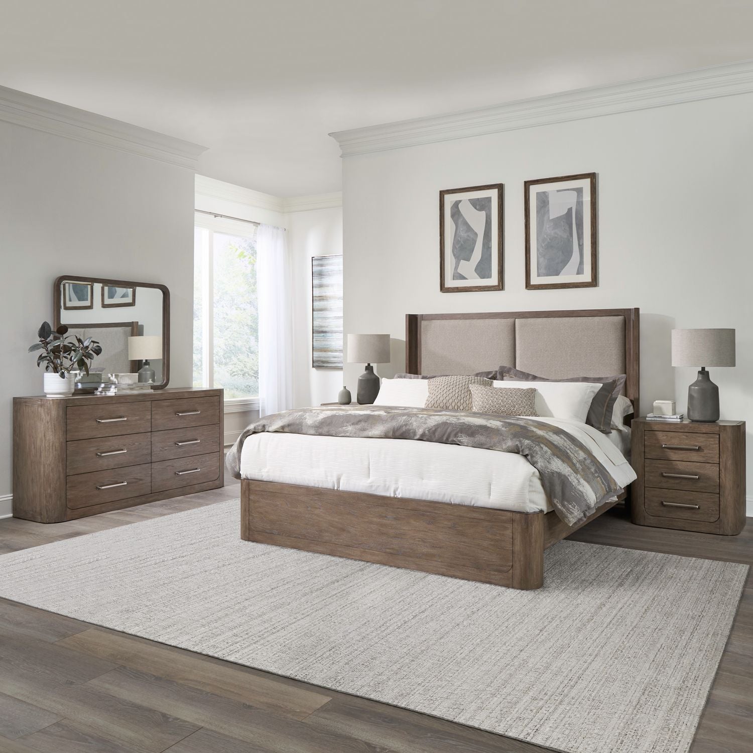 South Bend King Shelter Bed, Dresser & Mirror, Night Stand image