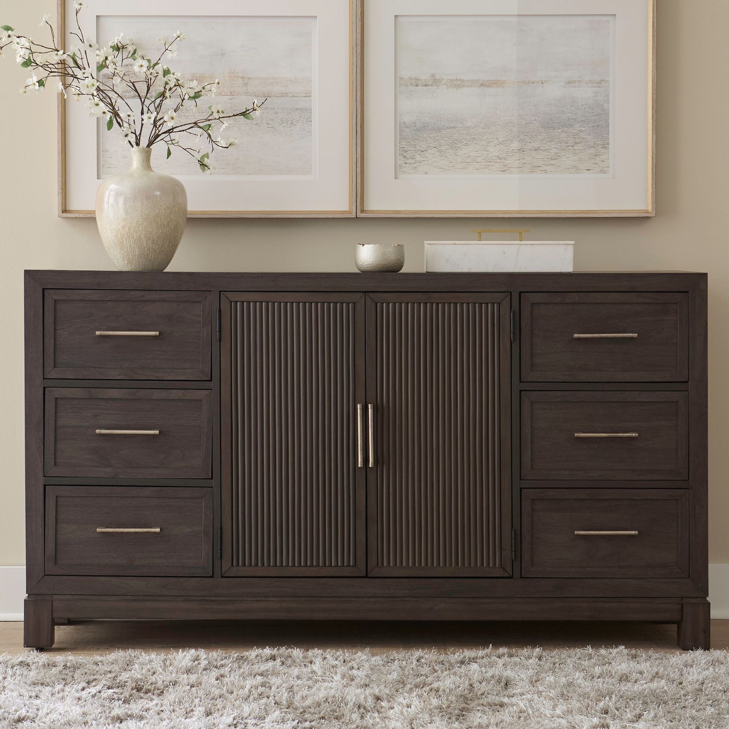 Modern Edge 2 Door 6 Drawer Dresser in Caffe image