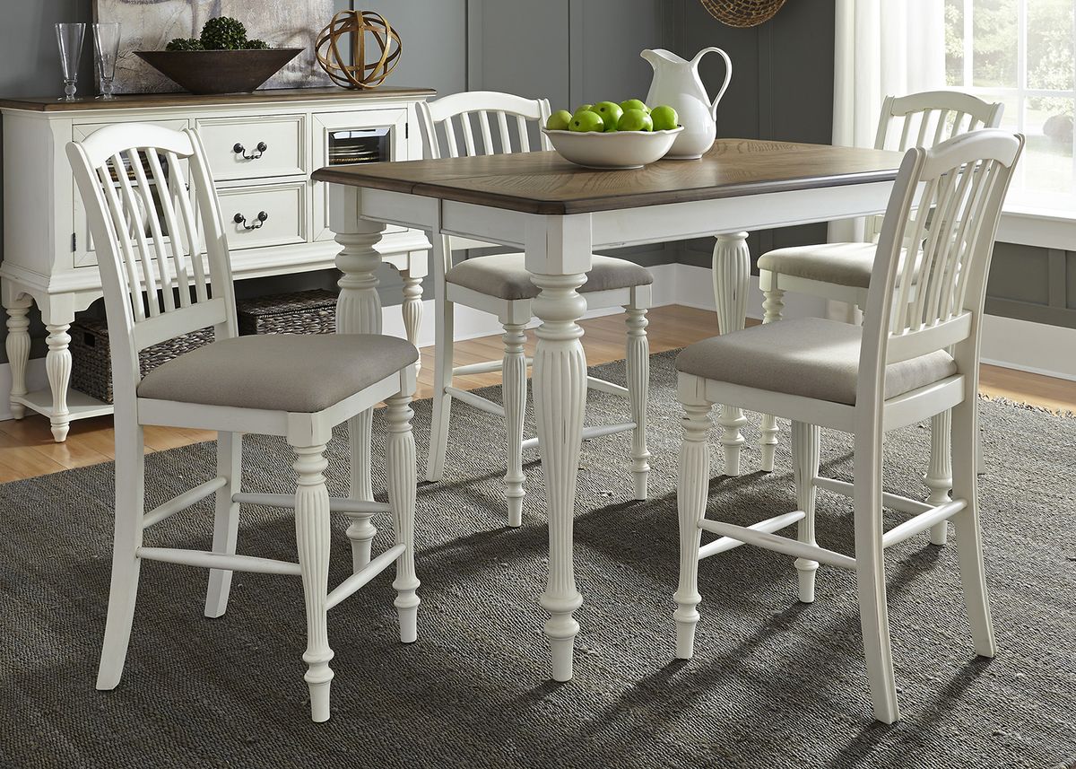 Liberty Furniture Cumberland Creek Slat Back Counter Chair in Nutmeg/White (Set of 2)