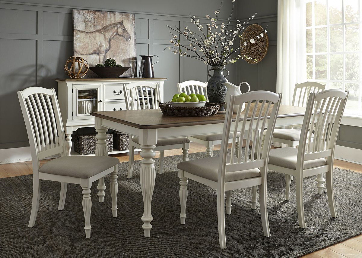 Liberty Furniture Cumberland Creek Rectangular Leg Table in Nutmeg/White