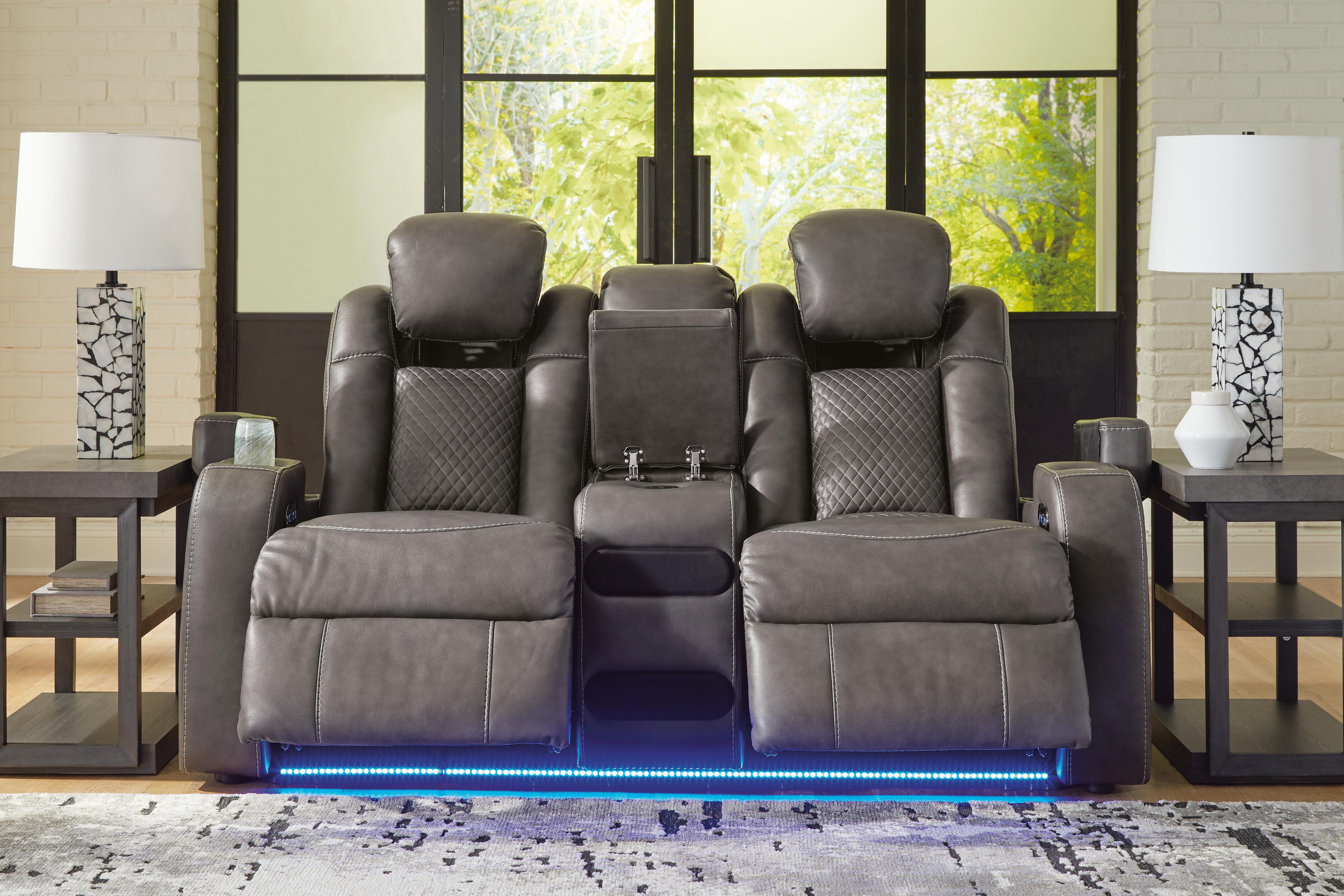 Fyne-Dyme Power Reclining Loveseat with Console - Luxury Home Furniture (MI)